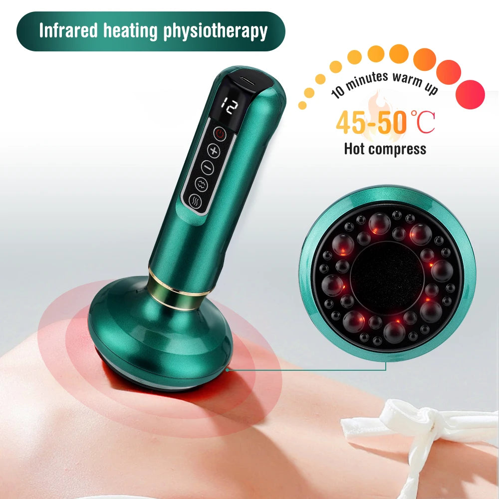 Electric Cupping Massager Vacuum Suction Cup Guasha anti Cellulite Beauty Health Scraping Infrared Heat Body Slimming Massage