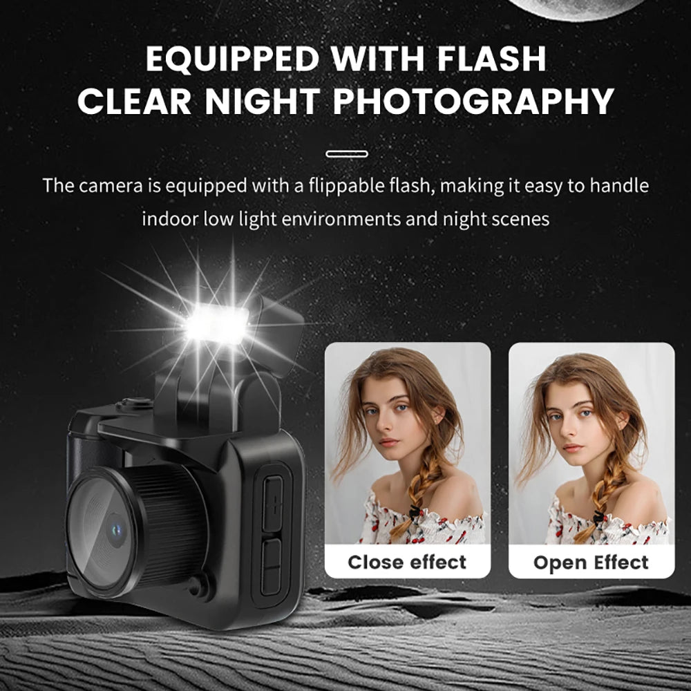 Y4000 Mini Camera with Screen HD 1080P Portable Retro Ultra Compact Mini Camera Video Recorder with Flash Lamp and Battery Dock